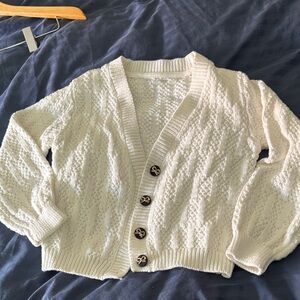 Cozy White Knit Cardigan Sweater